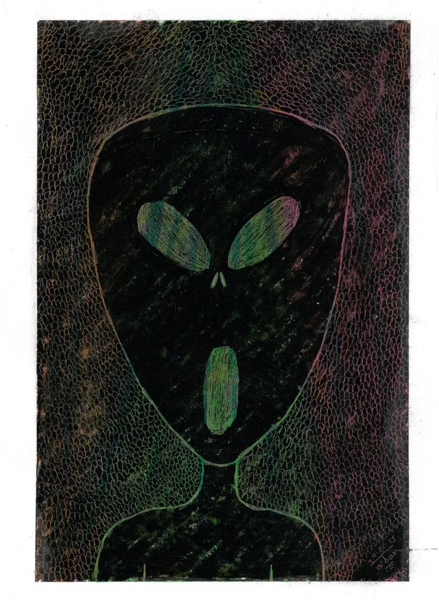 Lámina alien esgrafiado