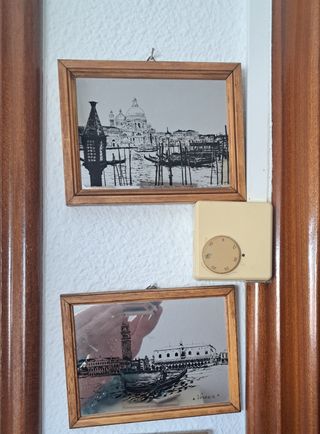 2 Cuadros Venecia - Espejo Madera