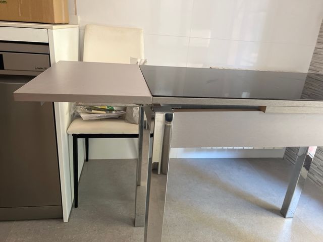 Mesa extensible cristal - metal