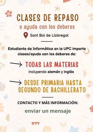 Clases de repaso o ayuda con los deberes