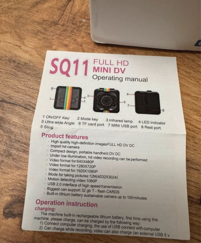 Sansnail Mini telecamera SQ11 interna HD, visione