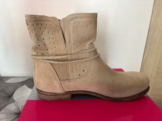 Stivaletti donna beige 40 in vera pelle camoscio