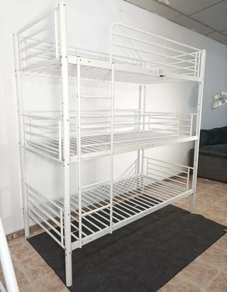 Litera triple metálica blanca 90x190