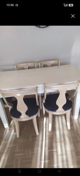 6 Sillas Comedor Clásicas Beige/Azul todas 150