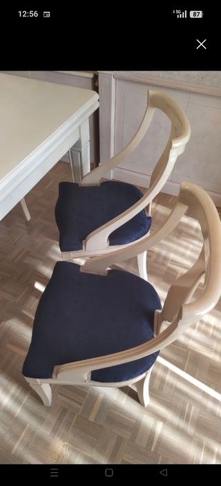 6 Sillas Comedor Clásicas Beige/Azul todas 150