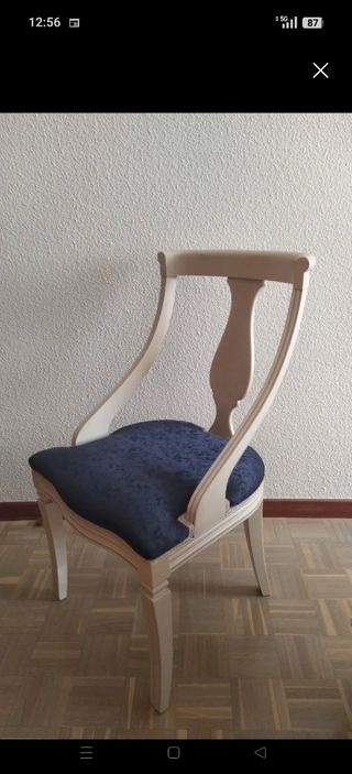6 Sillas Comedor Clásicas Beige/Azul todas 150