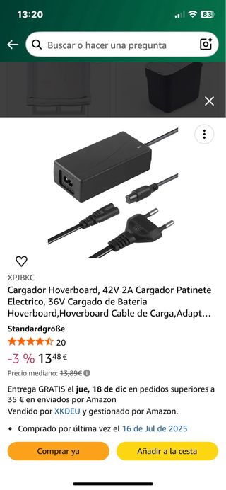 Hoverboard. Cargador nuevo. Una rueda pinchada.