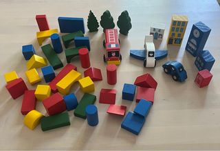 Juego infantil: bloques de madera maciza 