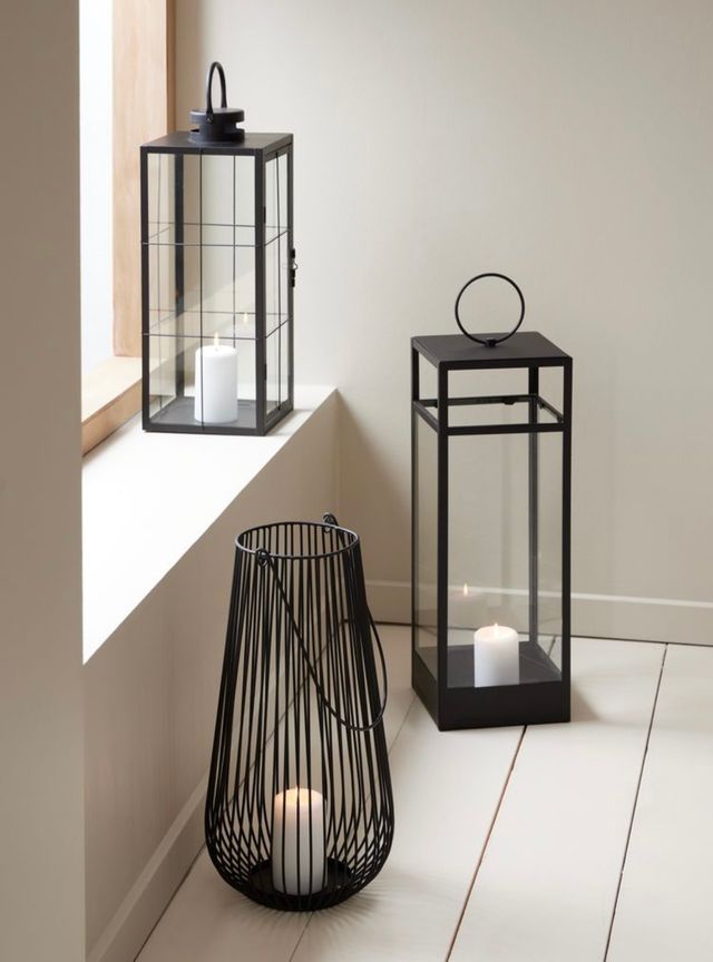 Farol negro de metal - Decoración