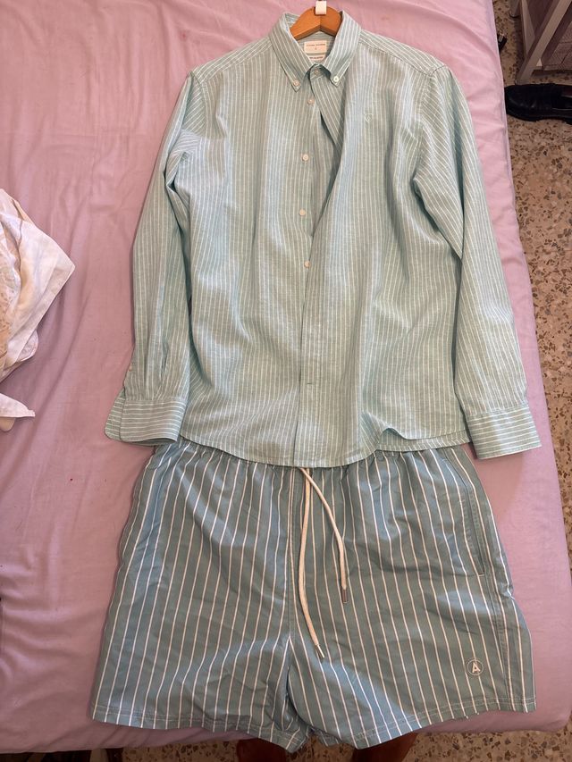 Conjunto rayas azul-blanco XL