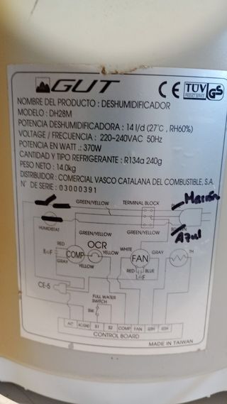 Deshumidificador GUT DH28M usado