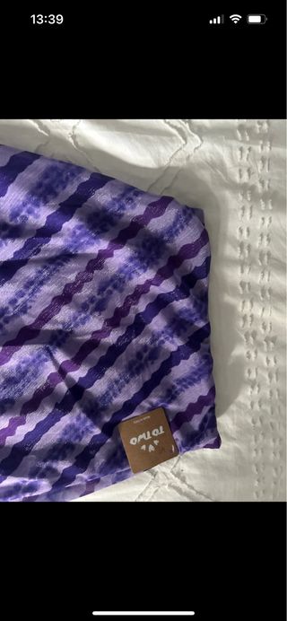 Falda midi estampada azul y morada
