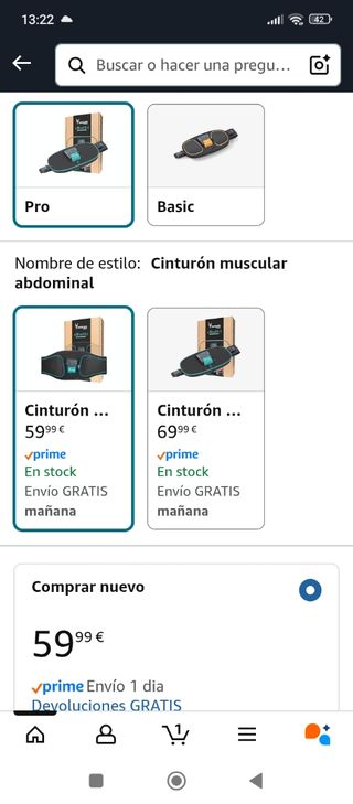 Cinturón abdominal electroestimulación