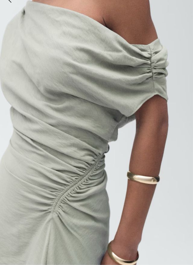 Vestido corto drapeado - verde oliva