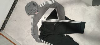 Conjunto Adidas - Chándal gris y negro