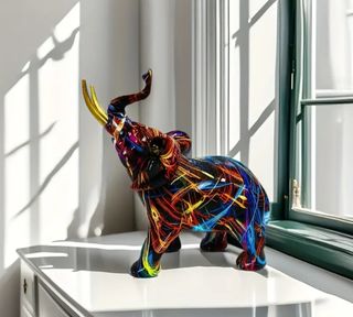 Elefante escultura multicolor