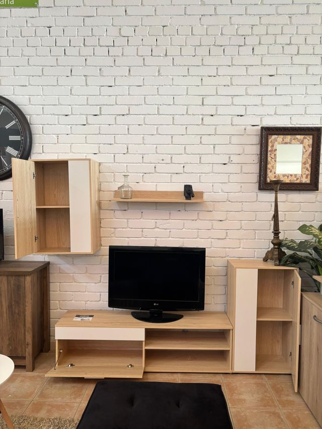 Mueble TV salón - madera blanco
