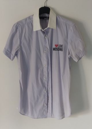 Camicia Love Moschino a righe viola lilla