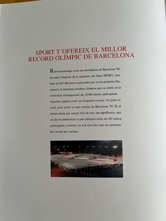 Record  Barcelona’92 (Fragment bandera) + llibre