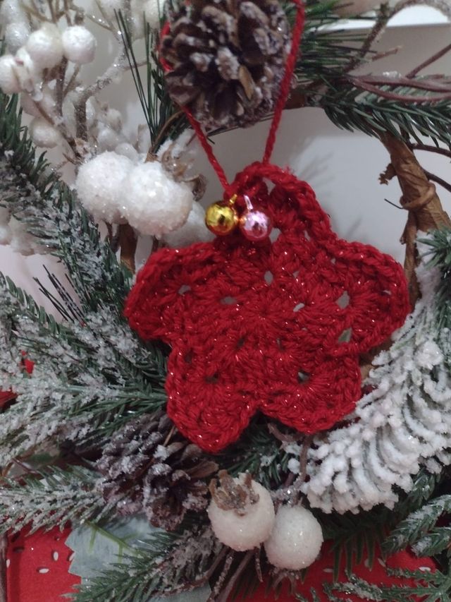6 Stelle Natale uncinetto rosse