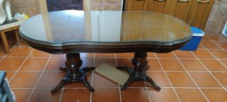 Mesa comedor ovalada madera cristal