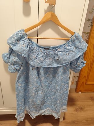 Vestido azul bordado - Talla única