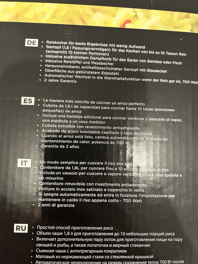 Cocedora arroz Russell Hobbs 1,8 litros