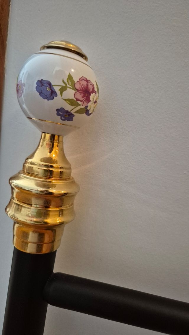 Cabecero cama hierro forja dorado