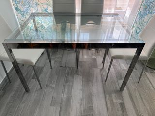 Mesa extensible cristal y metal cromada COMO NUEVA
