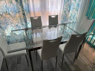 Mesa extensible cristal y metal cromada COMO NUEVA