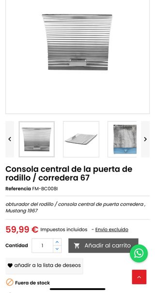 Puerta para consola central Mustang 67 68