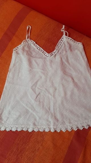 Top lino bianco pizzo