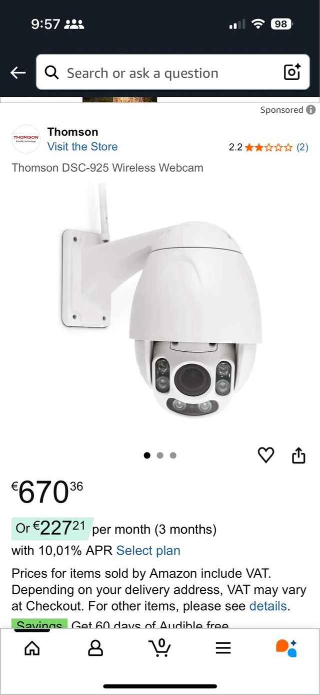 Cámara vigilancia exterior Thomson DSC-925W PRO