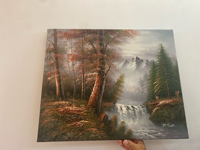 Pintura Paisaje Acuarela con relieve