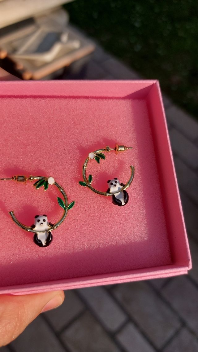 Orecchini Panda | Cerchi oro stile Les Nereides