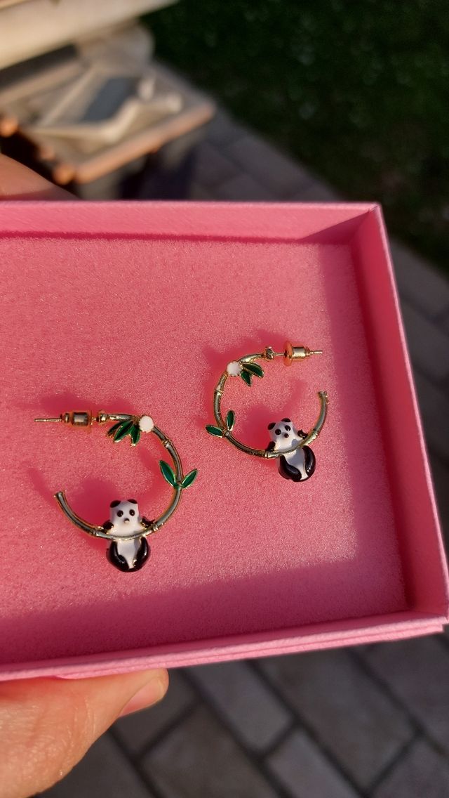 Orecchini Panda | Cerchi oro stile Les Nereides