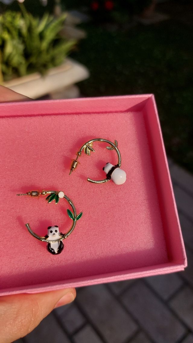 Orecchini Panda | Cerchi oro stile Les Nereides