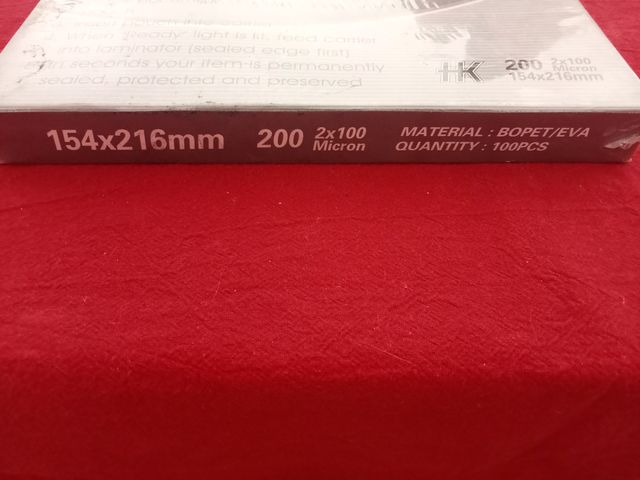 Laminas plastificado HK 154x216mm - 200uds