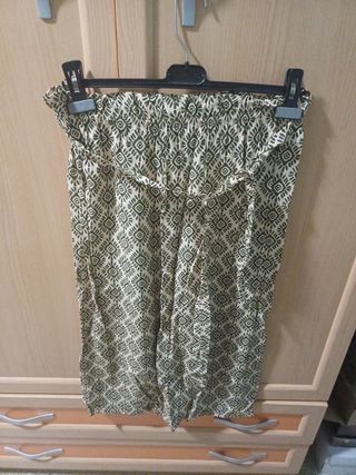 Pantalón étnico beige y verde