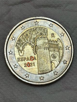 Moneda de 2€ España 2021 con errores en (Ñ y 0)