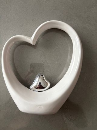 Bomboniera cuore ceramica bianca