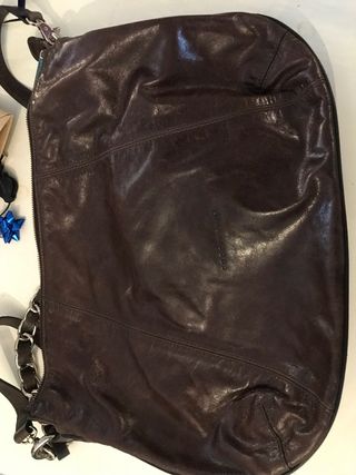 Borsa a tracolla marrone in pelle vera