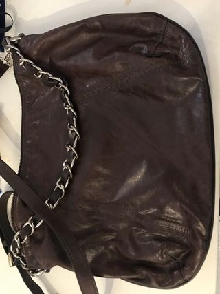 Borsa a tracolla marrone in pelle vera