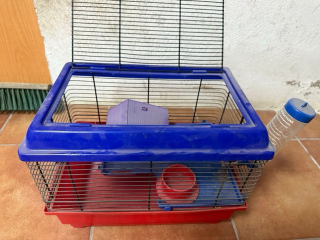 Jaula hamster azul y roja
