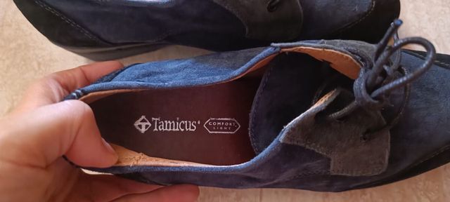 Zapatos ante azul marino-negro, talla 37