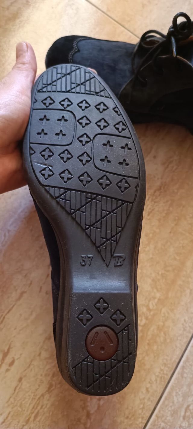 Zapatos ante azul marino-negro, talla 37