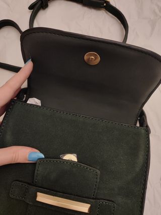 Bolso piel Mango verde oscuro
