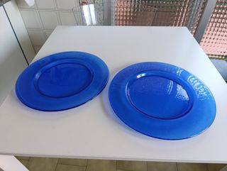 Platos cristal azul - 32cm