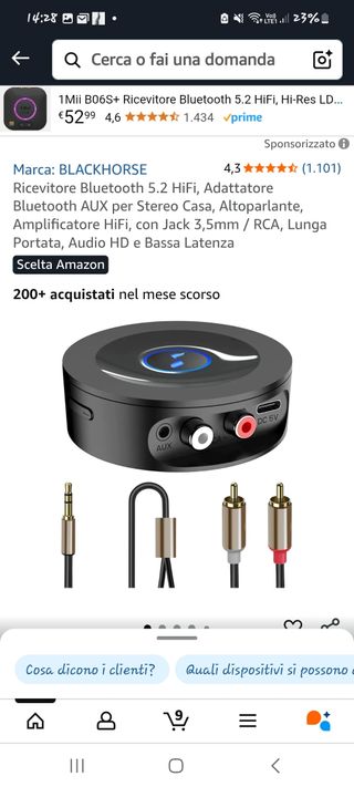 Ricevitore Bluetooth 5.2 HiFi BLACKHORSE
