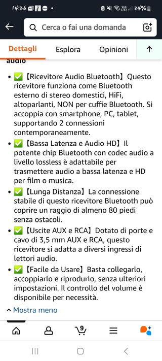 Ricevitore Bluetooth 5.2 HiFi BLACKHORSE